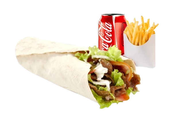 LAMB Shawarma wrap Meal = chips, drink