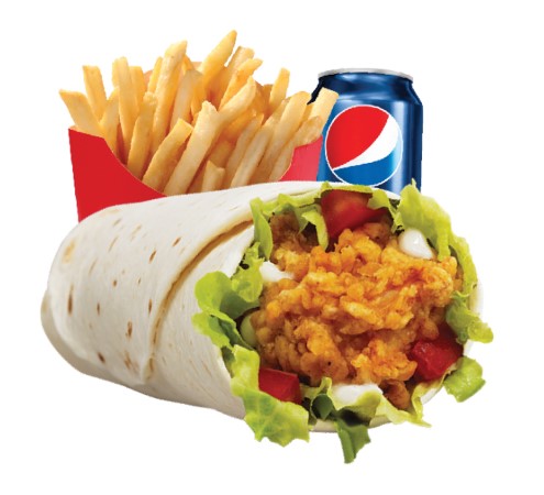 Chicken Shawarma Meal = chips, drink